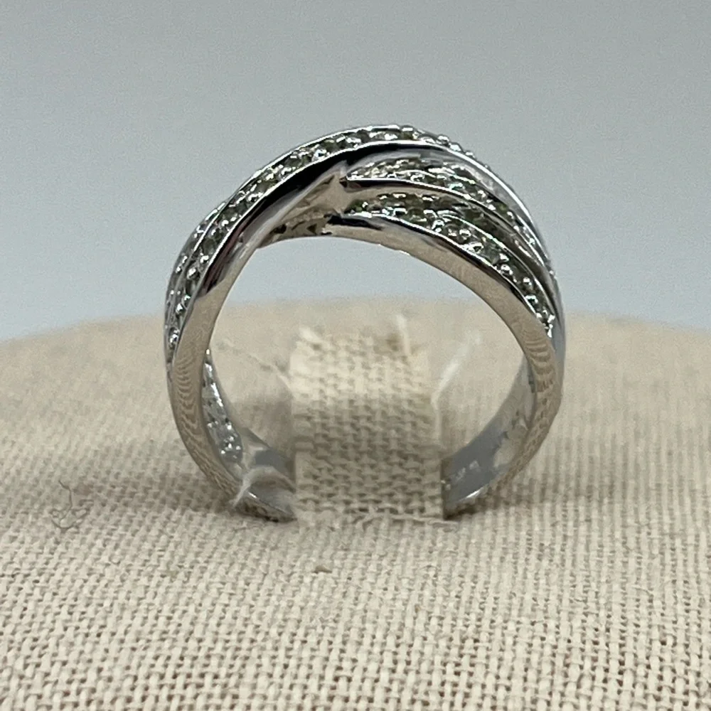 Vintage HAN 925 Sterling Silver Criss-Cross CZ Band Ring – Size 6.75 - Picture 11 of 17